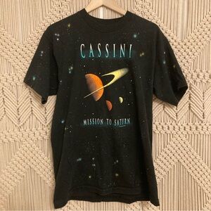 GRAIL VTG Single Stitch Cassini Mission To Saturn Tee Allover Star Print 90s
